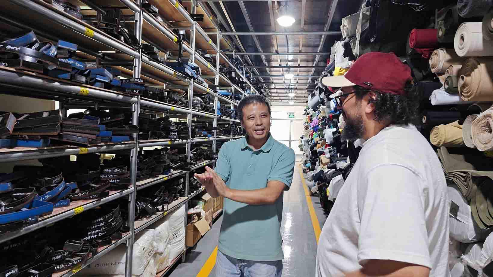 MasterCap warehouse tour showing custom cutting dies and hat molds